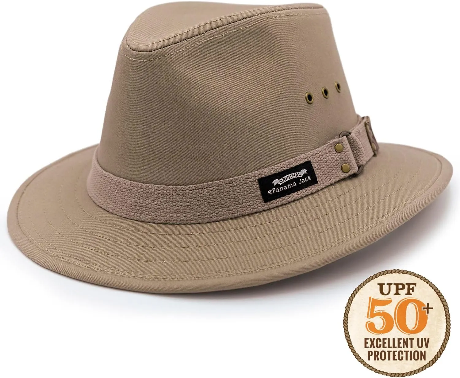 Panama Jack Original Canvas Safari Men's Sun Hat, 2 1/2" Brim, UPF (SPF) 50  Sunhat Protection