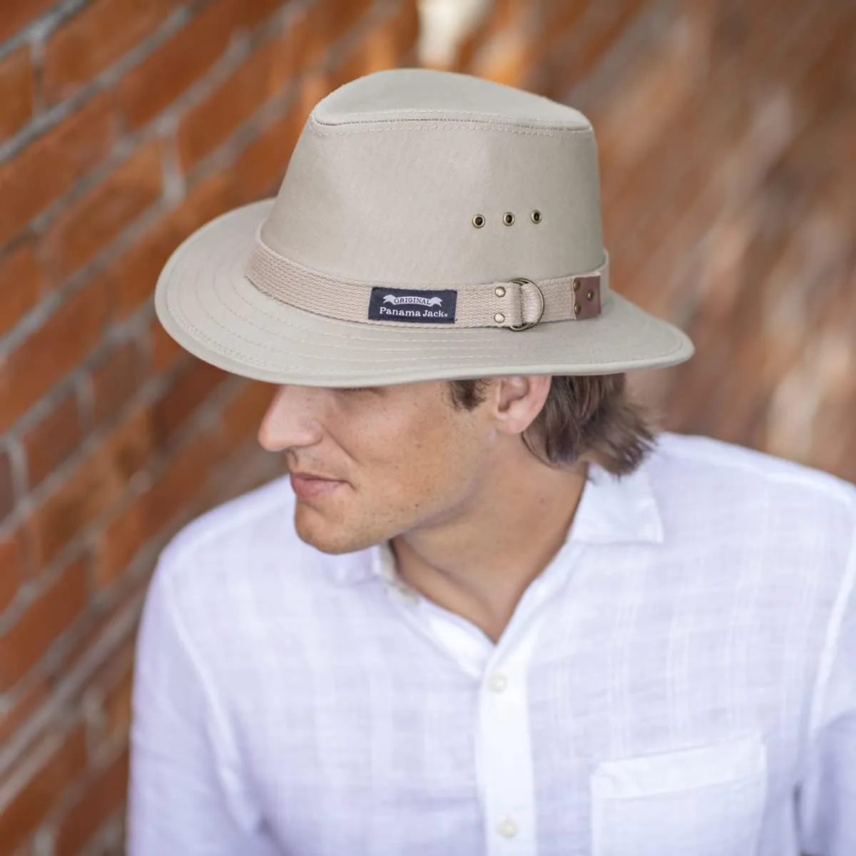 Panama Jack Original Canvas Safari Men's Sun Hat, 2 1/2" Brim, UPF (SPF) 50  Sunhat Protection