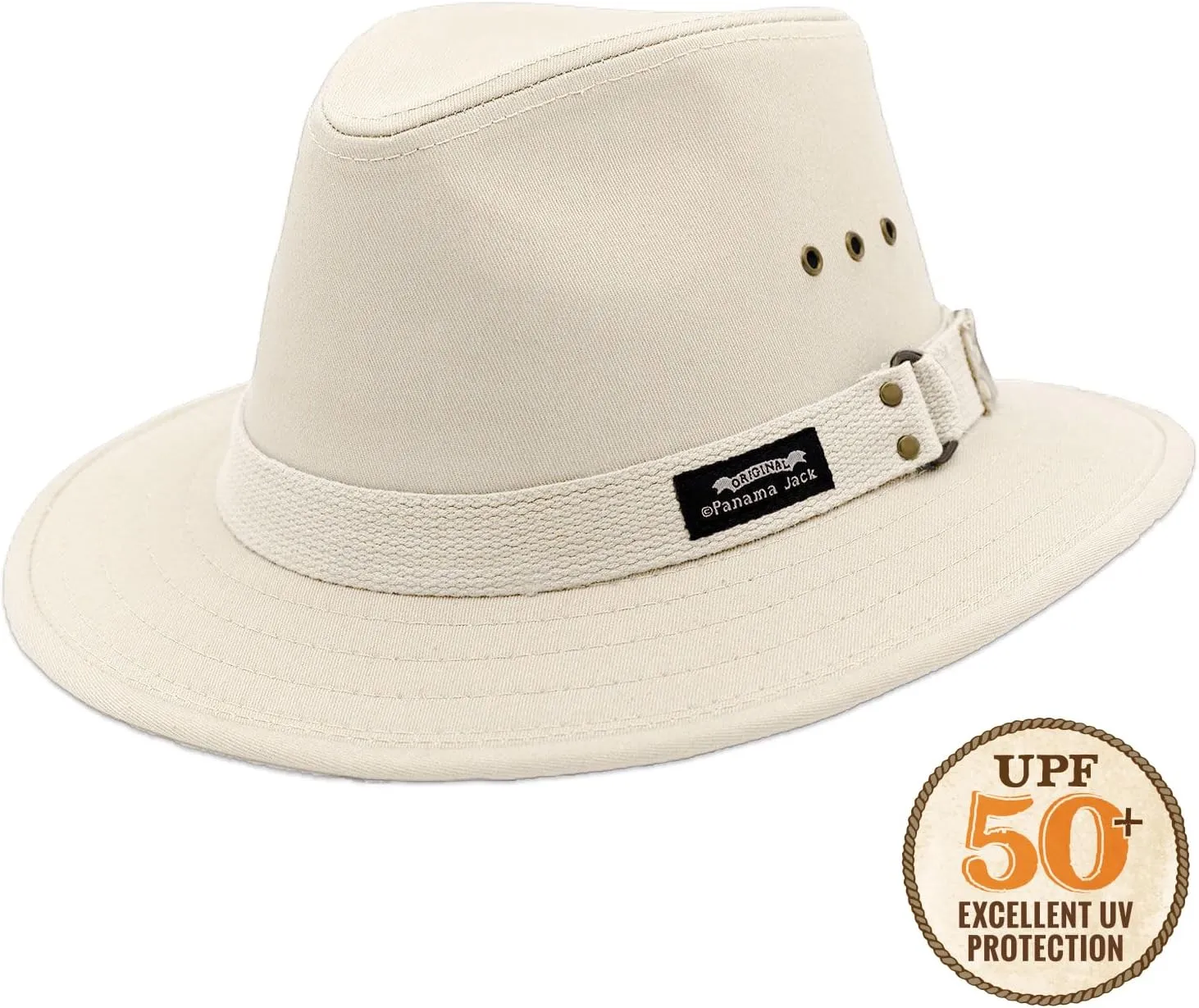 Panama Jack Original Canvas Safari Men's Sun Hat, 2 1/2" Brim, UPF (SPF) 50  Sunhat Protection