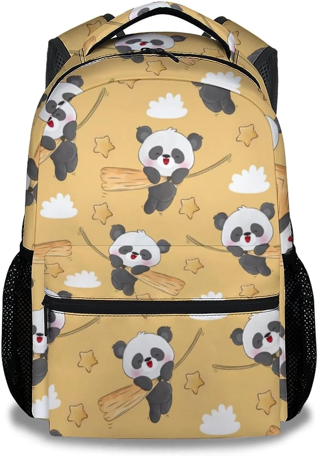 Panda Backpacks for Girls, Boys - 16 Inch Cute Backpack for School - Yellow, Large Capacity, Durable, Lightweight Bookbag for Kids Travel