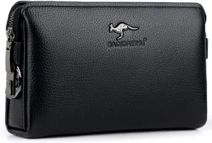 Password Lock Men's Clutch Wallet PU Leather Zipper Long Wallet Business Leisure Large Capacity Wallet