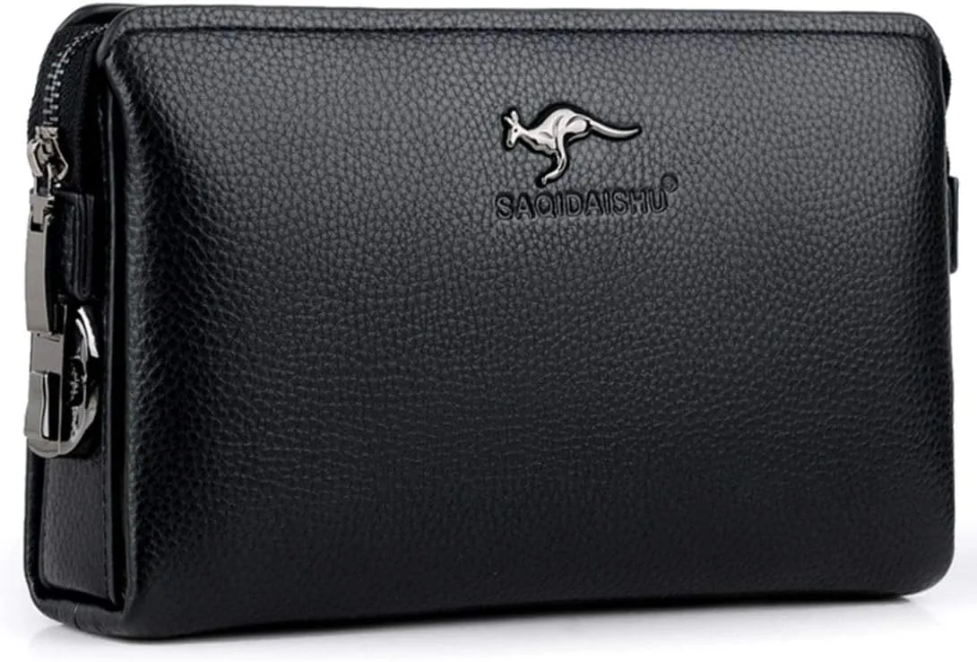 Password Lock Men's Clutch Wallet PU Leather Zipper Long Wallet Business Leisure Large Capacity Wallet