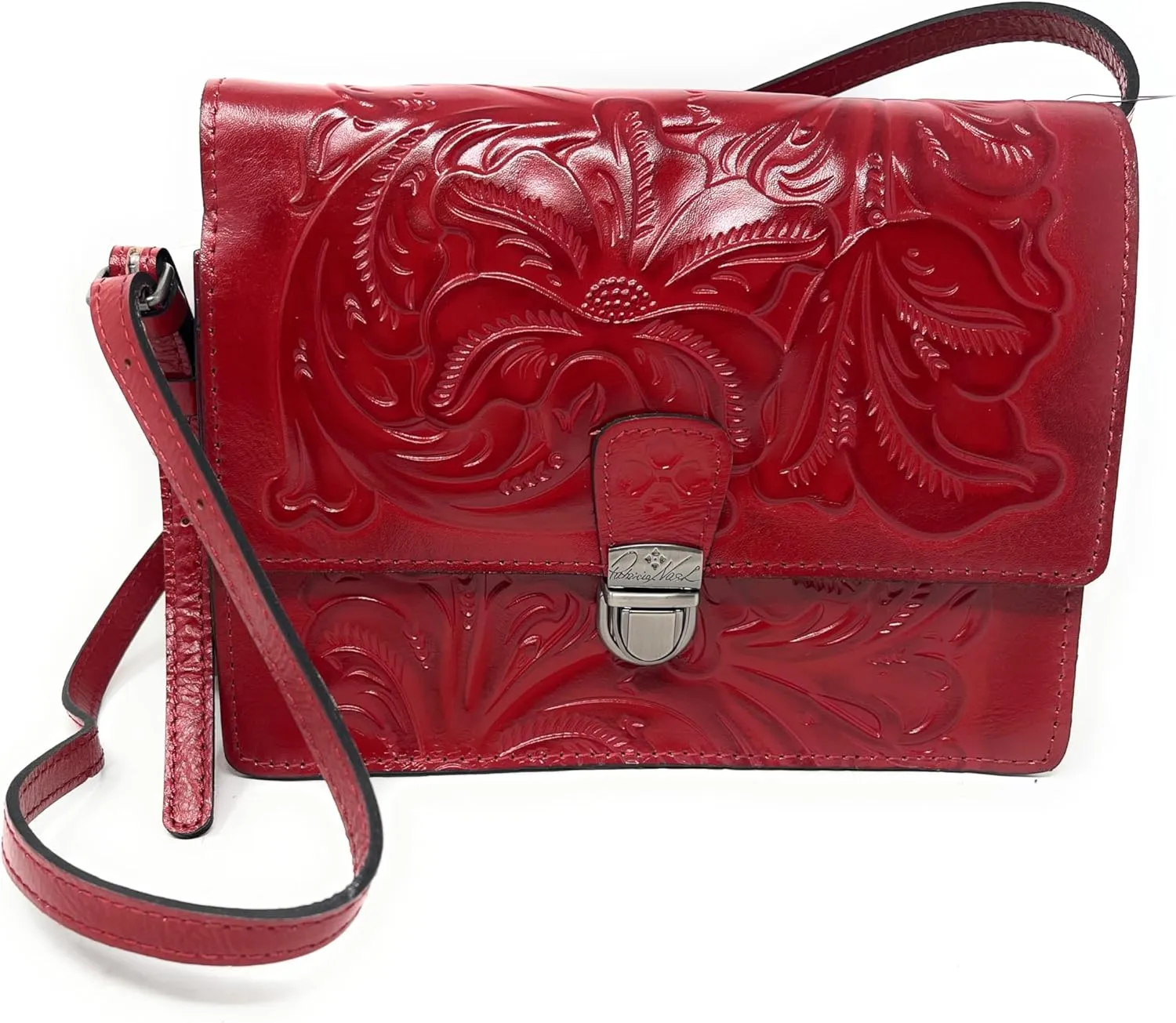 Patricia Nash Laurentina Tooled Leather Crossbody, Lava