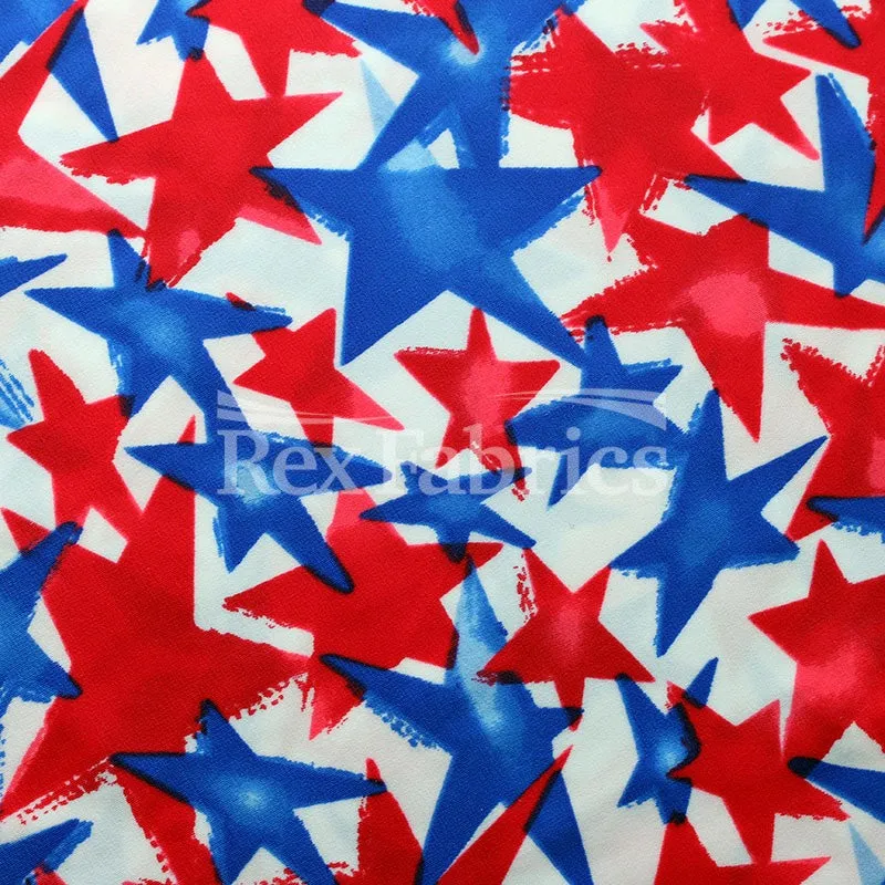Patriotic Stars & Stripes - Printed Nylon Spandex