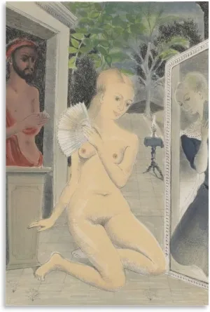 Paul Delvaux Posters Print THE FAN Wall Art Poster Scroll Canvas Painting Picture Living Room Decor Home Framed/Unframed 16x24inch(40x60cm)