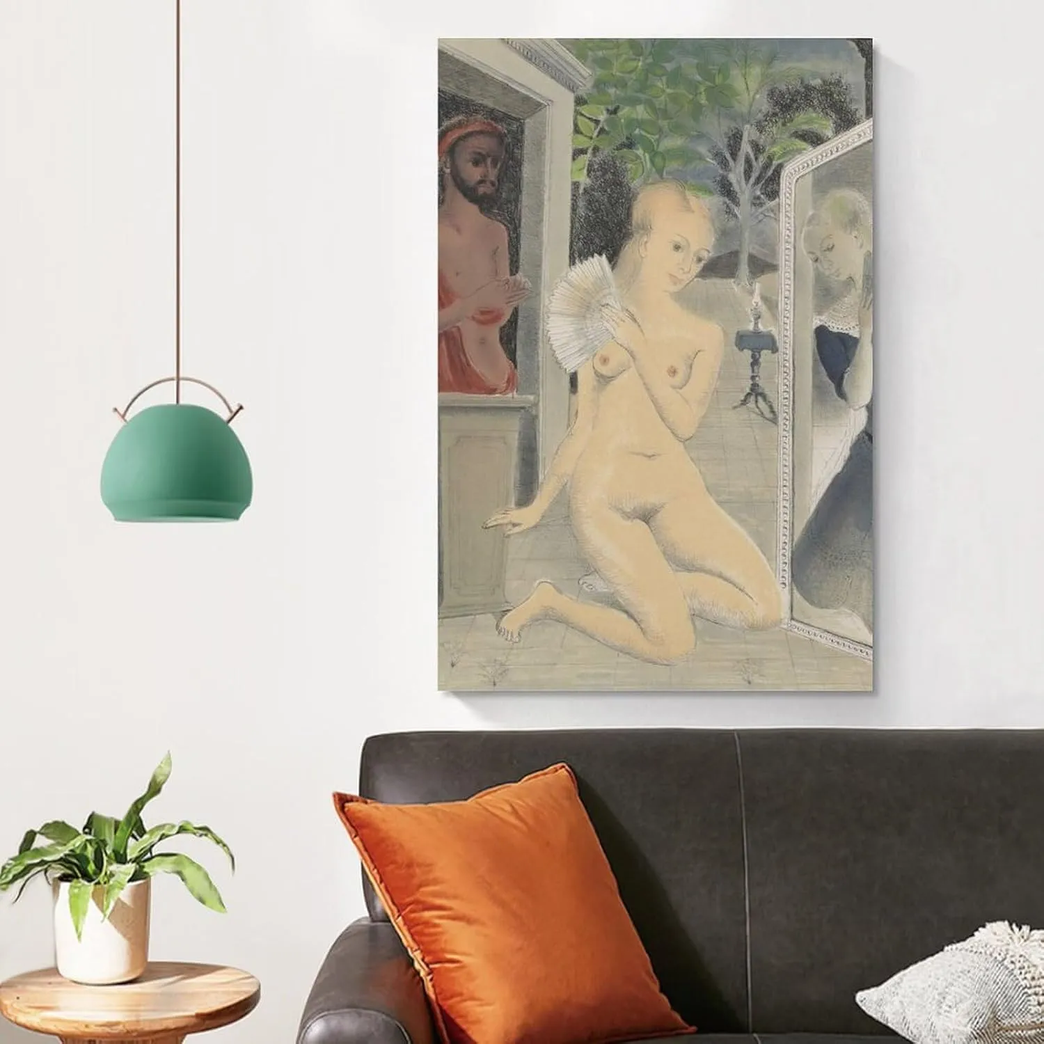 Paul Delvaux Posters Print THE FAN Wall Art Poster Scroll Canvas Painting Picture Living Room Decor Home Framed/Unframed 16x24inch(40x60cm)