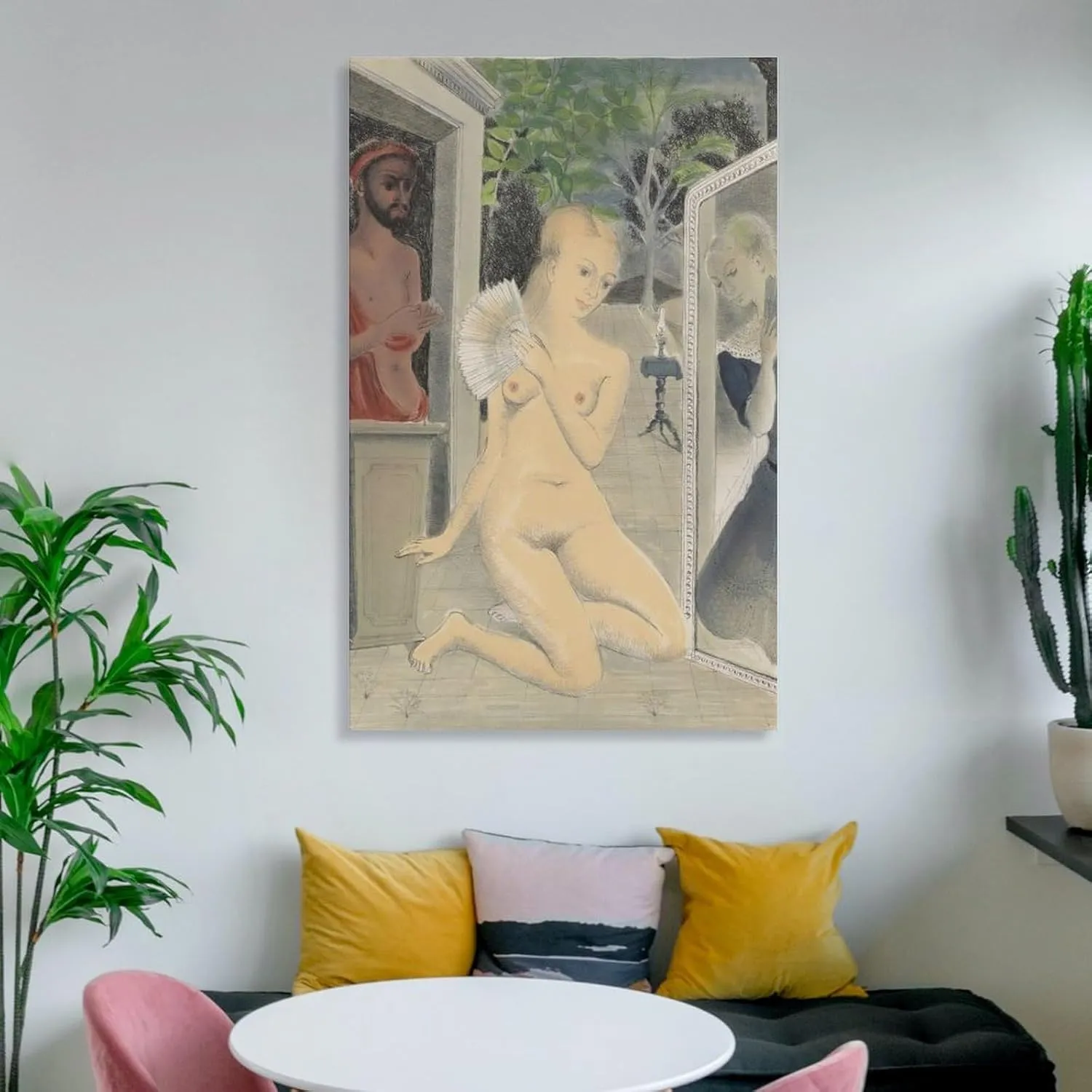 Paul Delvaux Posters Print THE FAN Wall Art Poster Scroll Canvas Painting Picture Living Room Decor Home Framed/Unframed 16x24inch(40x60cm)