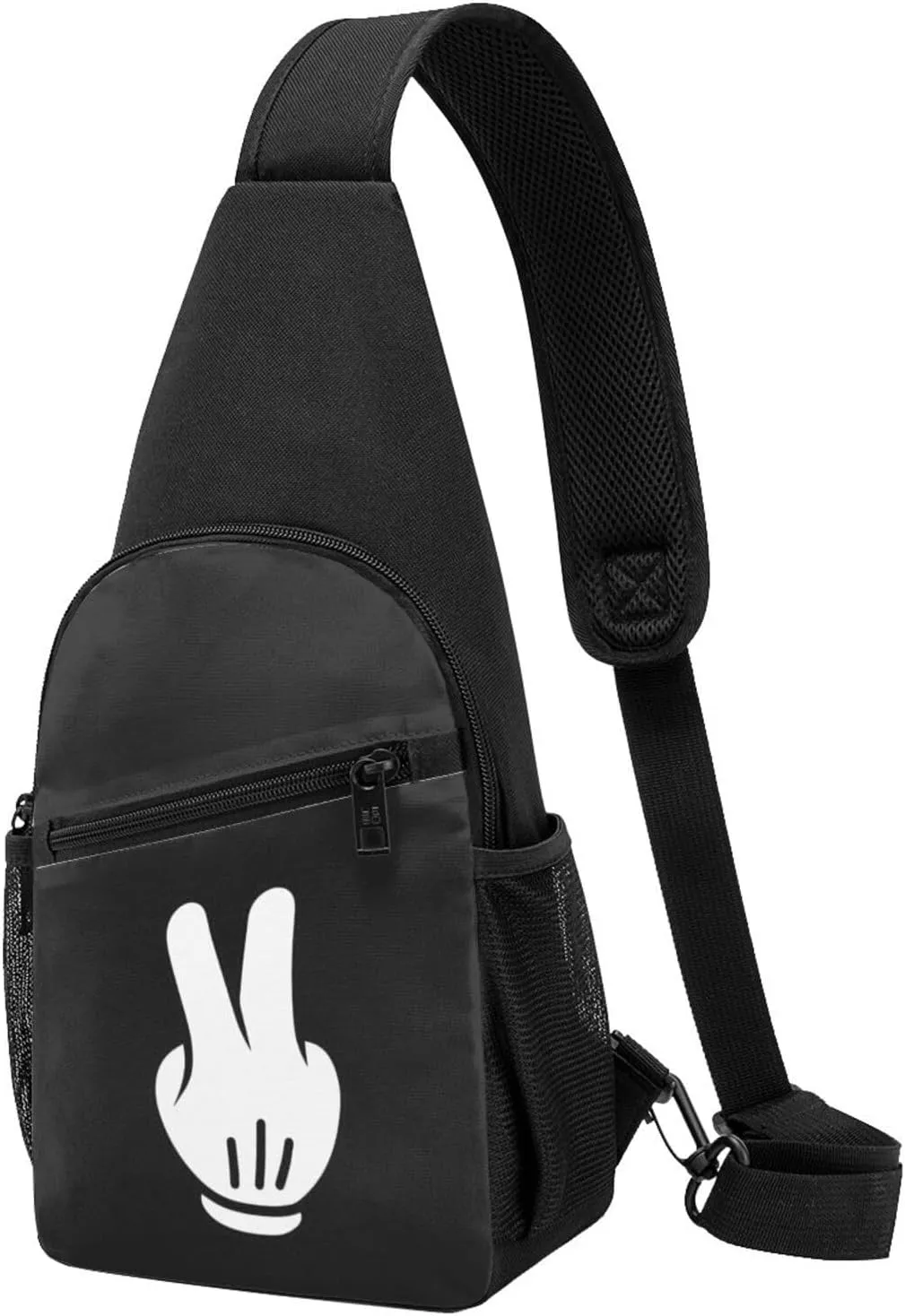 Peace Gestures Peace Sign Unisex Chest Bag Lightweight Crossbody Shoulder Bag Travel Pocket Black
