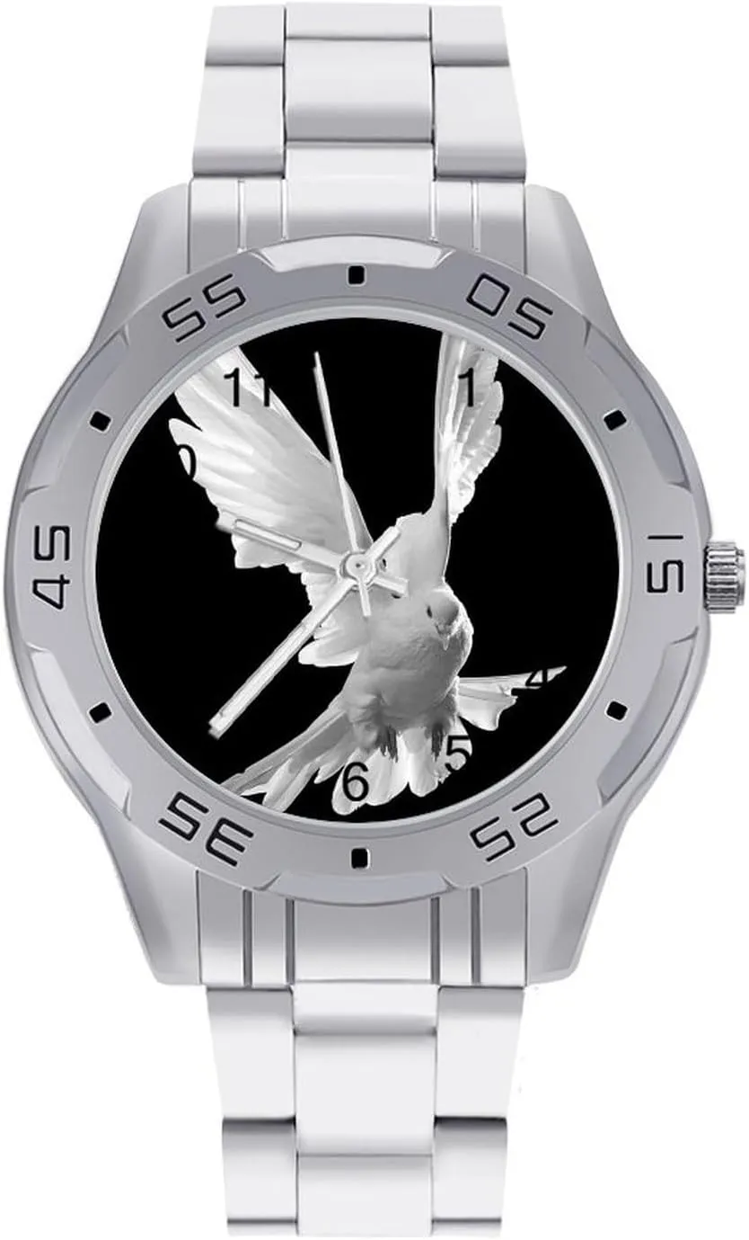Peace Pigeon Simple Stainless Steel Band Business Watch Dress Wrist Unique Luxury Work Casual Waterproof Watches