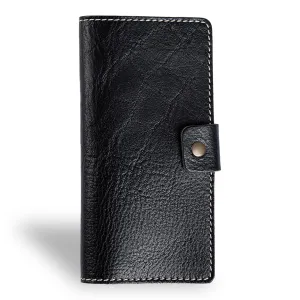 PEGAI Handmade Personalized Leather Checkbook Covers For Personal Checkbook | 100% Distressed Leather Checkbook Cover & Wallet | Business Checkbook Cover | Clark (Phokion Black)