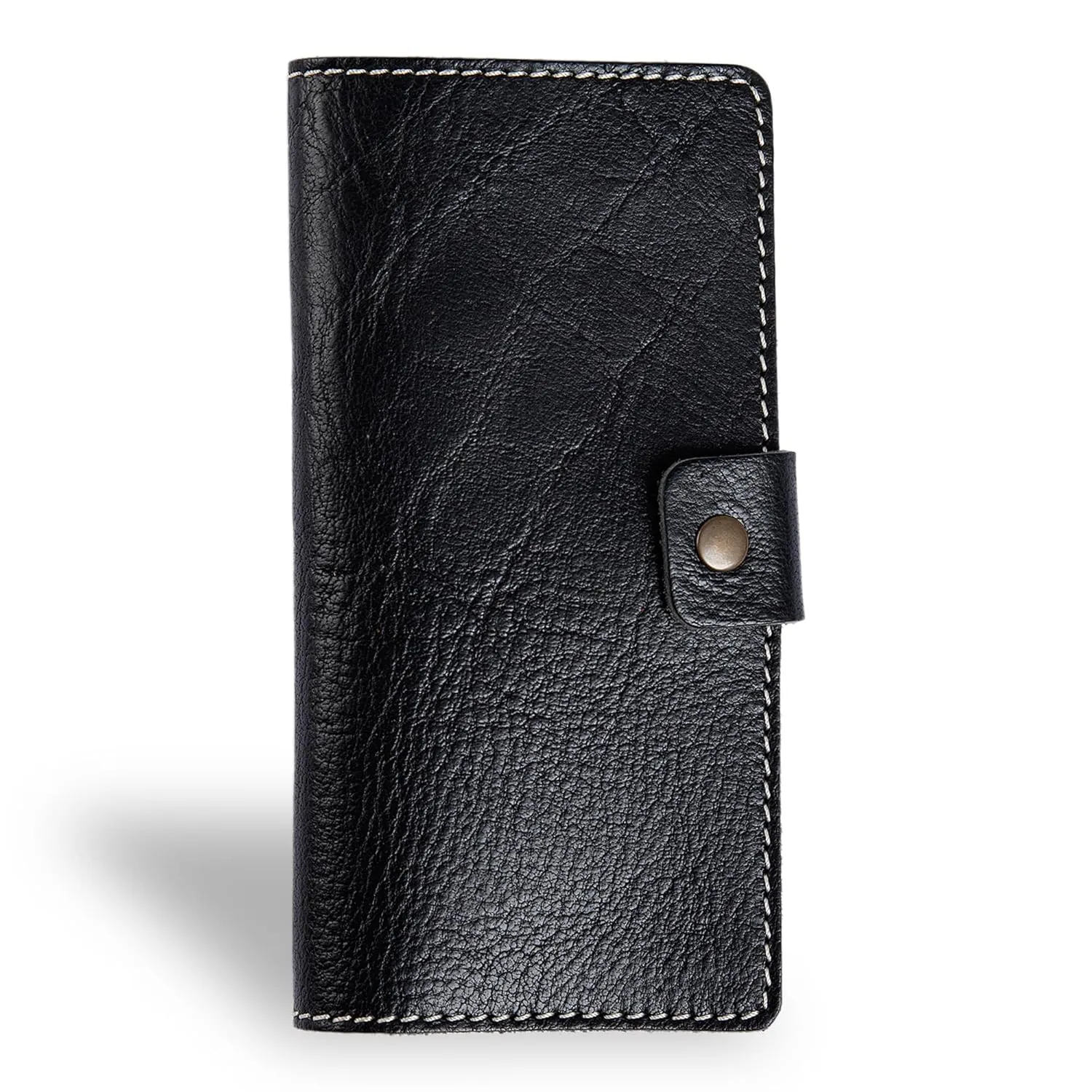 PEGAI Handmade Personalized Leather Checkbook Covers For Personal Checkbook | 100% Distressed Leather Checkbook Cover & Wallet | Business Checkbook Cover | Clark (Phokion Black)