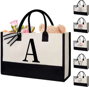 Personalized Canvas Beach Bag Custom Canvas Tote bag Customized Handles Bag Gift for Women Wedding Bridesmaid