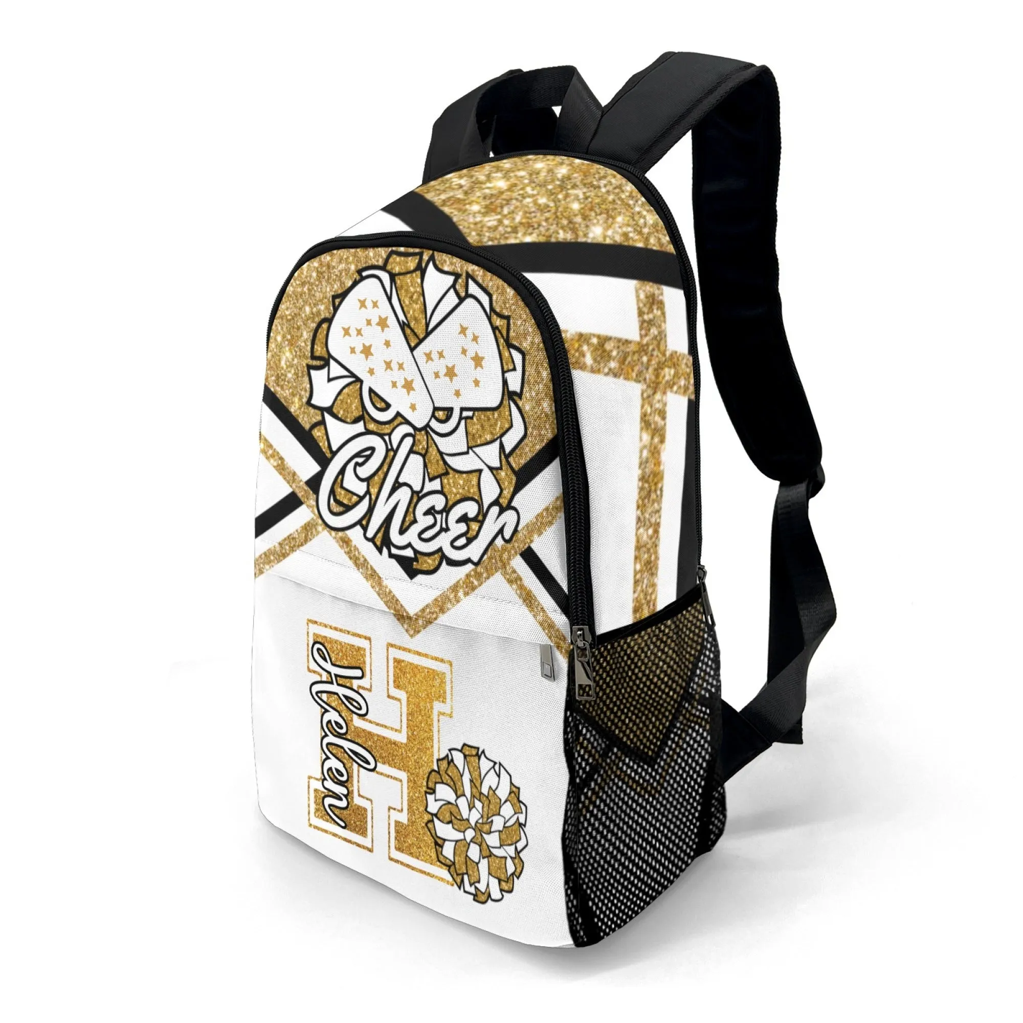 Personalized Cheer Cheerleader Black Green Blue Gold Grey Purple Rose Red All Over Print Casual Name Backpack