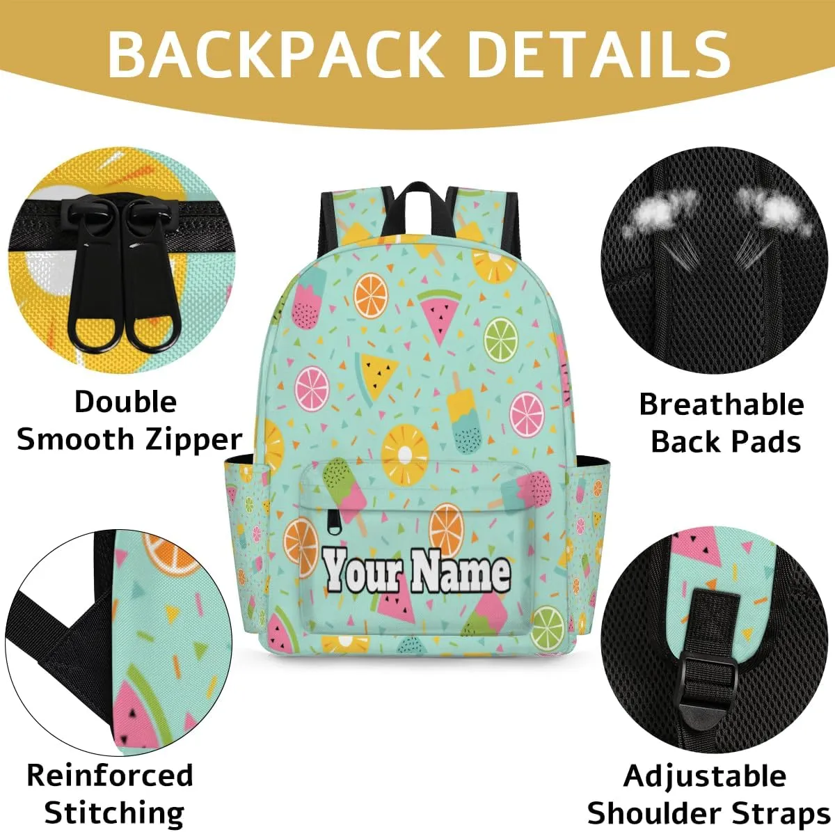Personalized Cute Fruit Preschool Toddler Backpack for Boys Girls Custom Kids Name Small Bookbags Kindergarten Elementary Backpack, Watermelon