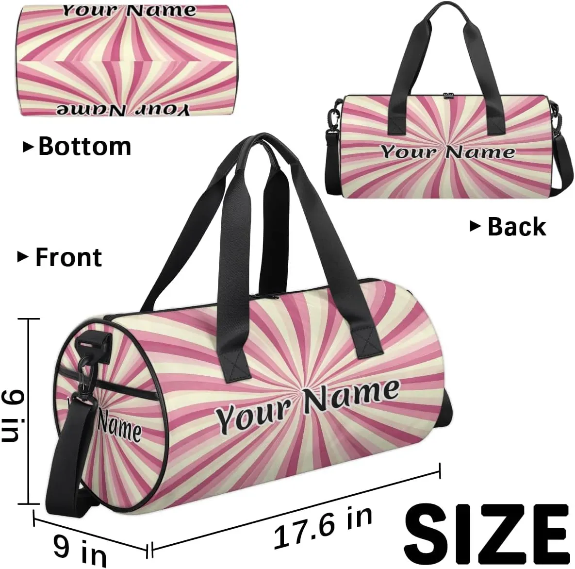 Personalized Duffel Bag for Women, Custom Chevrons Gym Bag for Sports, Waterproof Dance Bag with Name, Lightweight Carryon Gym Bag, Chevrons