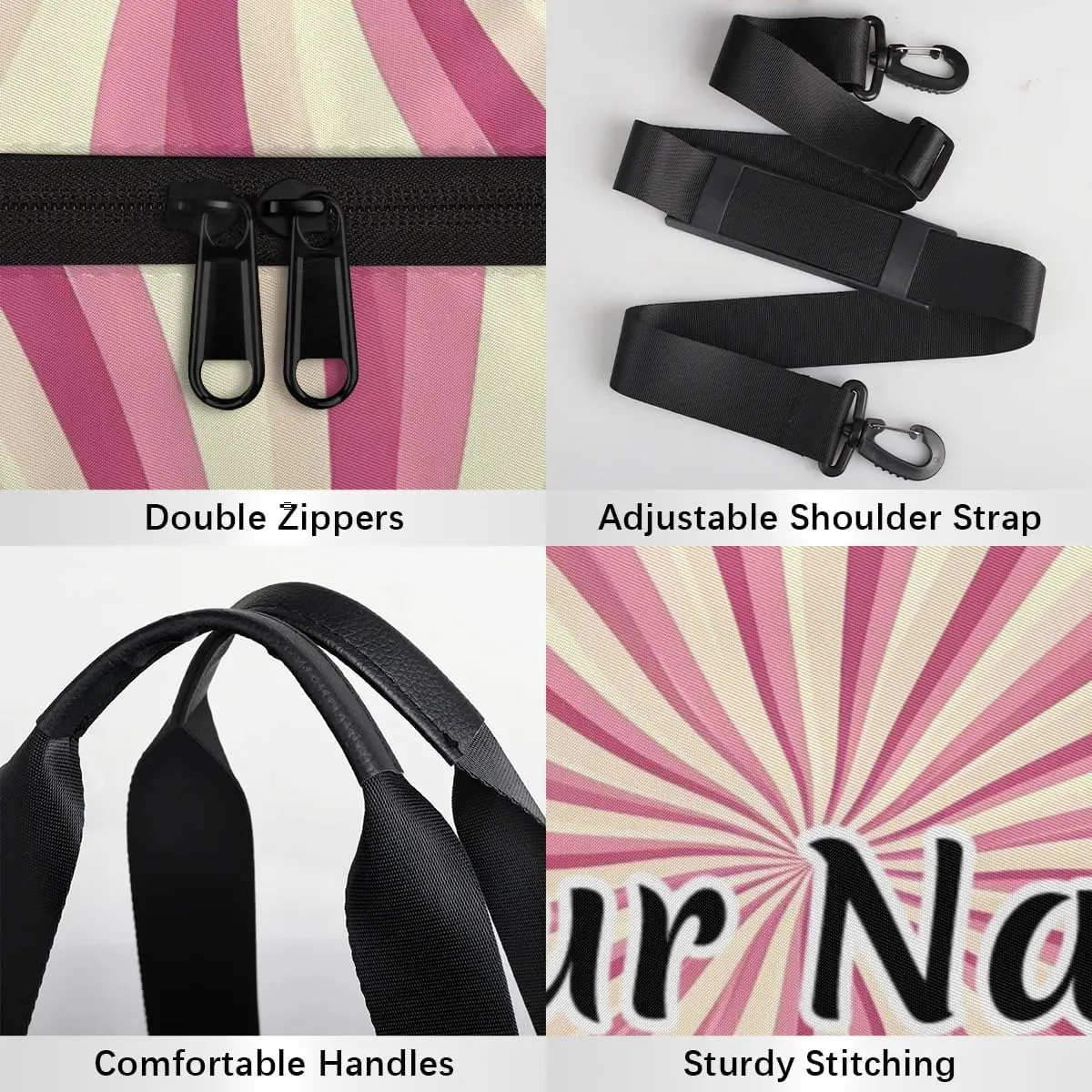 Personalized Duffel Bag for Women, Custom Chevrons Gym Bag for Sports, Waterproof Dance Bag with Name, Lightweight Carryon Gym Bag, Chevrons