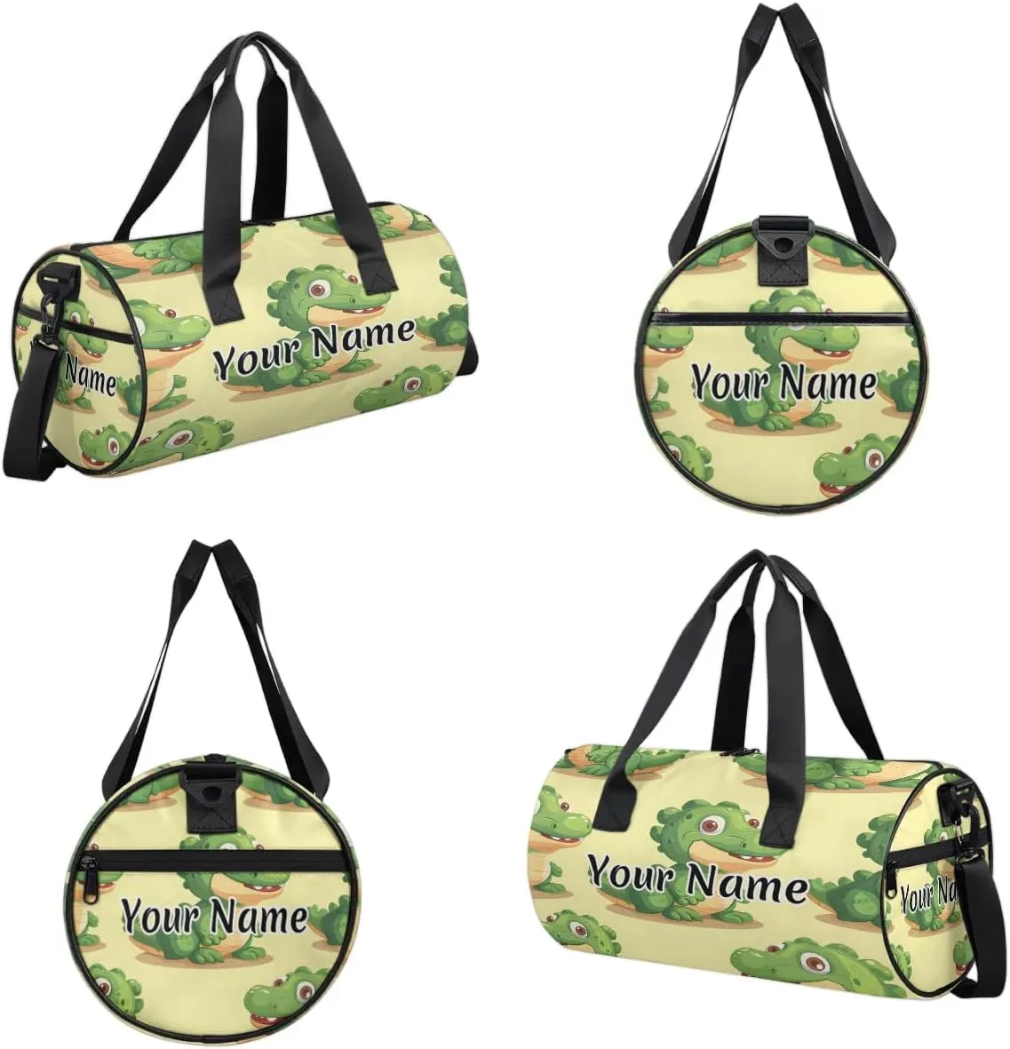 Personalized Duffel Bag for Women, Custom Cute Crocodiles Gym Bag for Sports, Waterproof Dance Bag with Name, Lightweight Carryon Gym Bag, Crocodile