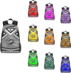 Personalized Gray Cheerleading Stripes Shoulder Bag Backpack Daypack Multifunction Leisure Schoolbag Outdoor Casual Bag with Name Custom