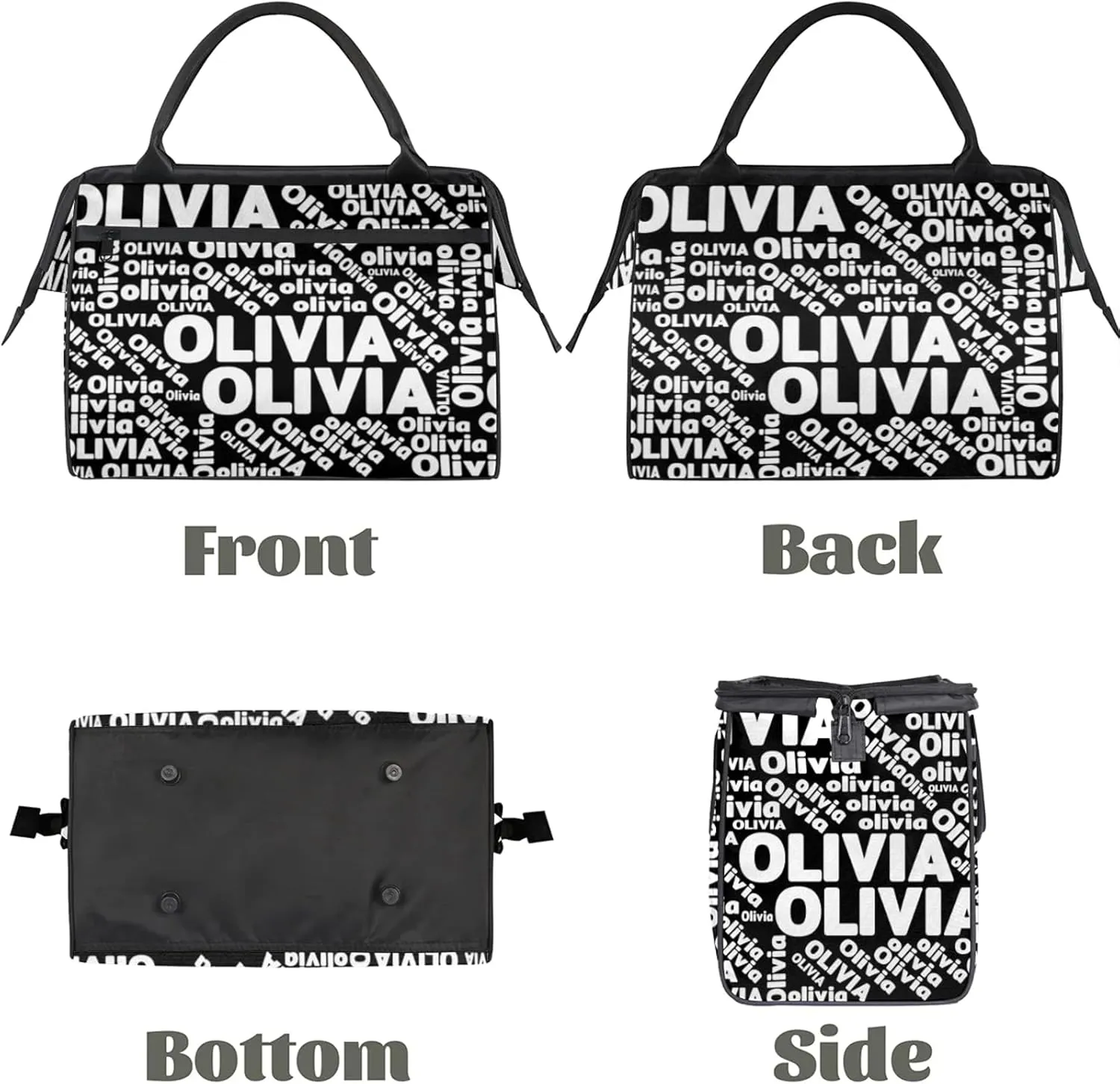 Personalized Gym Sport Duffel Bag with Name Custom Travel Overnight Bag Waterproof Customized Dance Bag Carry-On Tote 15.2in, Pure Black