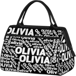 Personalized Gym Sport Duffel Bag with Name Custom Travel Overnight Bag Waterproof Customized Dance Bag Carry-On Tote 15.2in, Pure Black