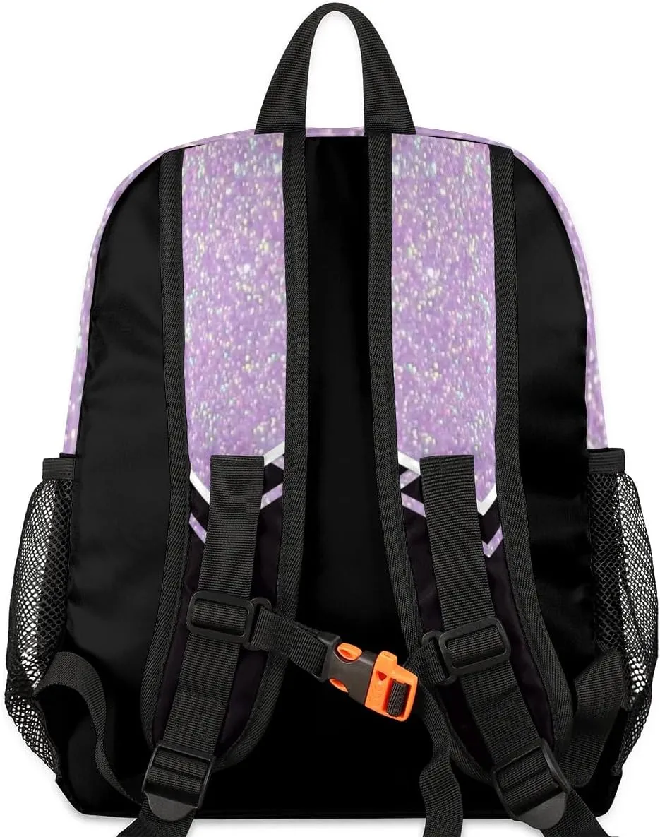 Personalized Kids Cheer Backpack for Girls Boy Cheerleader Preschool Toddler Backpack Kindergarten Nursery Bookbag Custom School Bag Purple Glitter