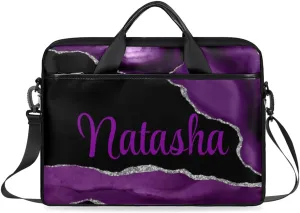 Personalized Laptop Bag Case Briefcases Shoulder Bag for Women, Custom Computer Cases for Laptops Hot Pink Flower