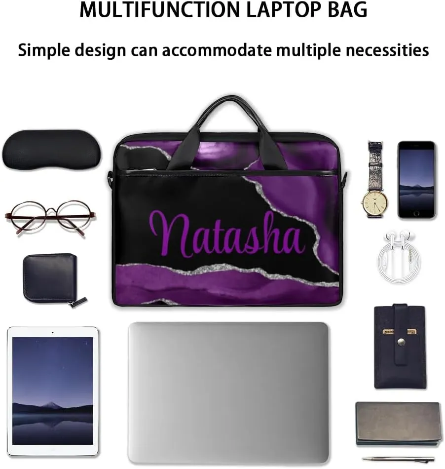 Personalized Laptop Bag Case Briefcases Shoulder Bag for Women, Custom Computer Cases for Laptops Hot Pink Flower