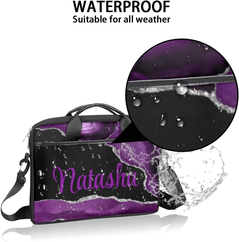 Personalized Laptop Bag Case Briefcases Shoulder Bag for Women, Custom Computer Cases for Laptops Hot Pink Flower