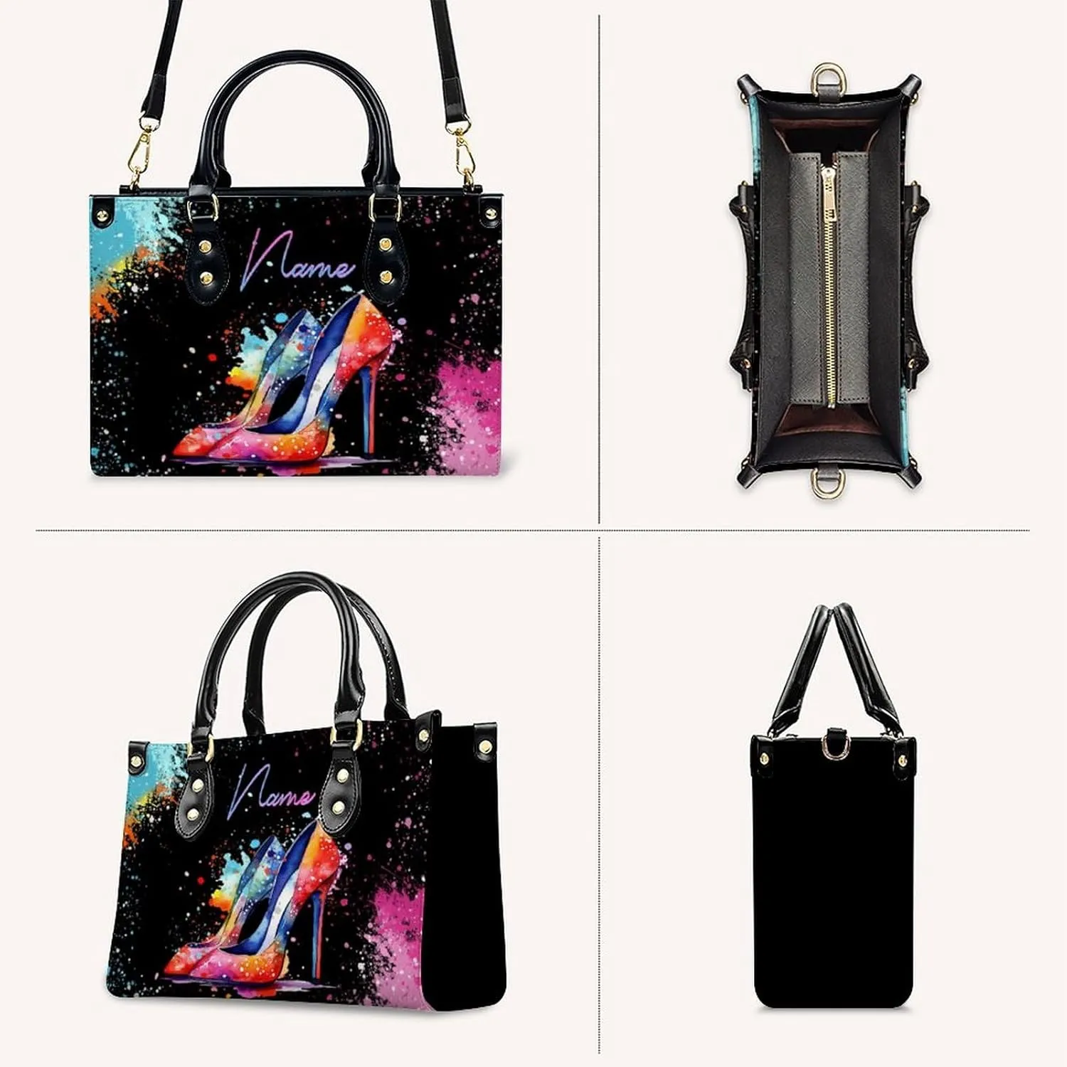 Personalized Leather Handbags for Women - Fashion Casual Shoulder Tote Bag - Gifts for Women Mom Grandma