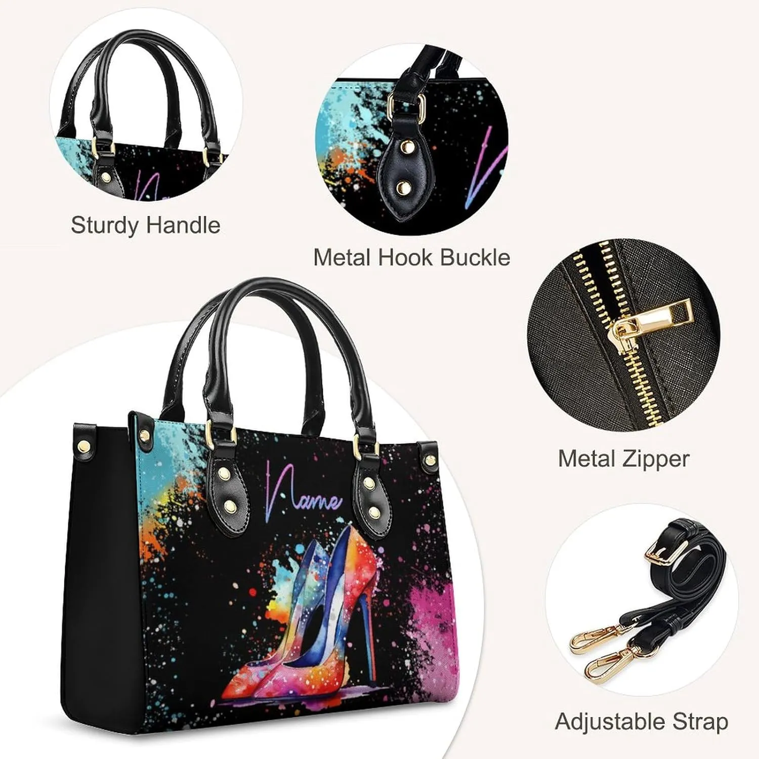 Personalized Leather Handbags for Women - Fashion Casual Shoulder Tote Bag - Gifts for Women Mom Grandma