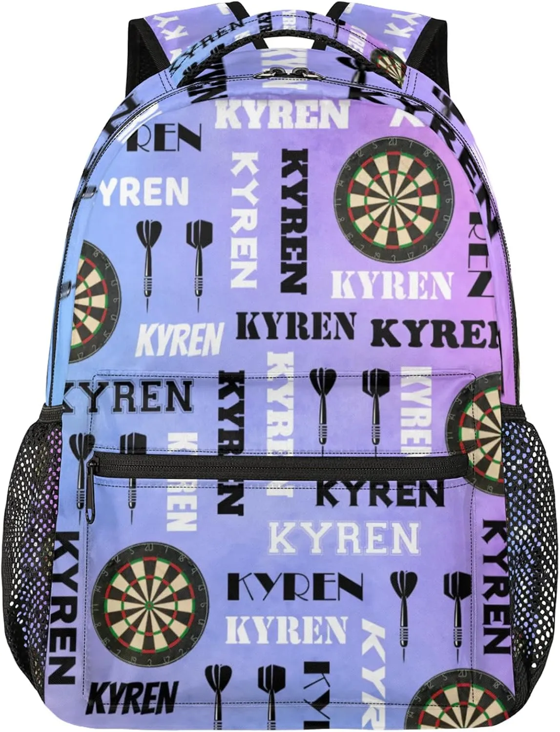 Personalized Name Darts Backpack, Sports Bag Backpack for Men Women, Custom Name Laptop Backpacks Travel Camping Daypack, Colorful