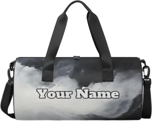 Personalized Smoke Sport Gym Bag, Custom Name Duffel Bags for Men, Waterproof Custom Sport Duffel Bag, Gymnastics Dance, White Smoke