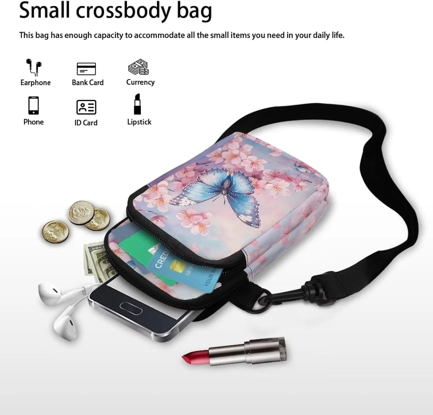 Phone Bag Purse Wallet Crossbody Bag Lightweight Roomy Pockets Smartphone Sports Armband Bag