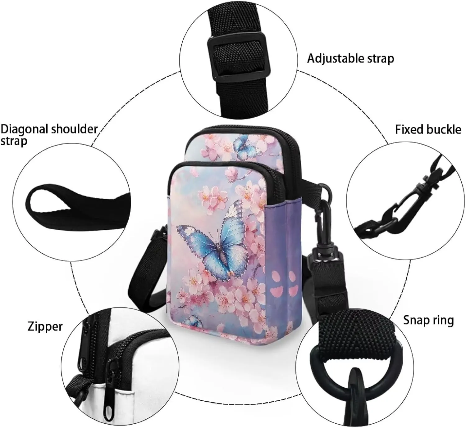 Phone Bag Purse Wallet Crossbody Bag Lightweight Roomy Pockets Smartphone Sports Armband Bag