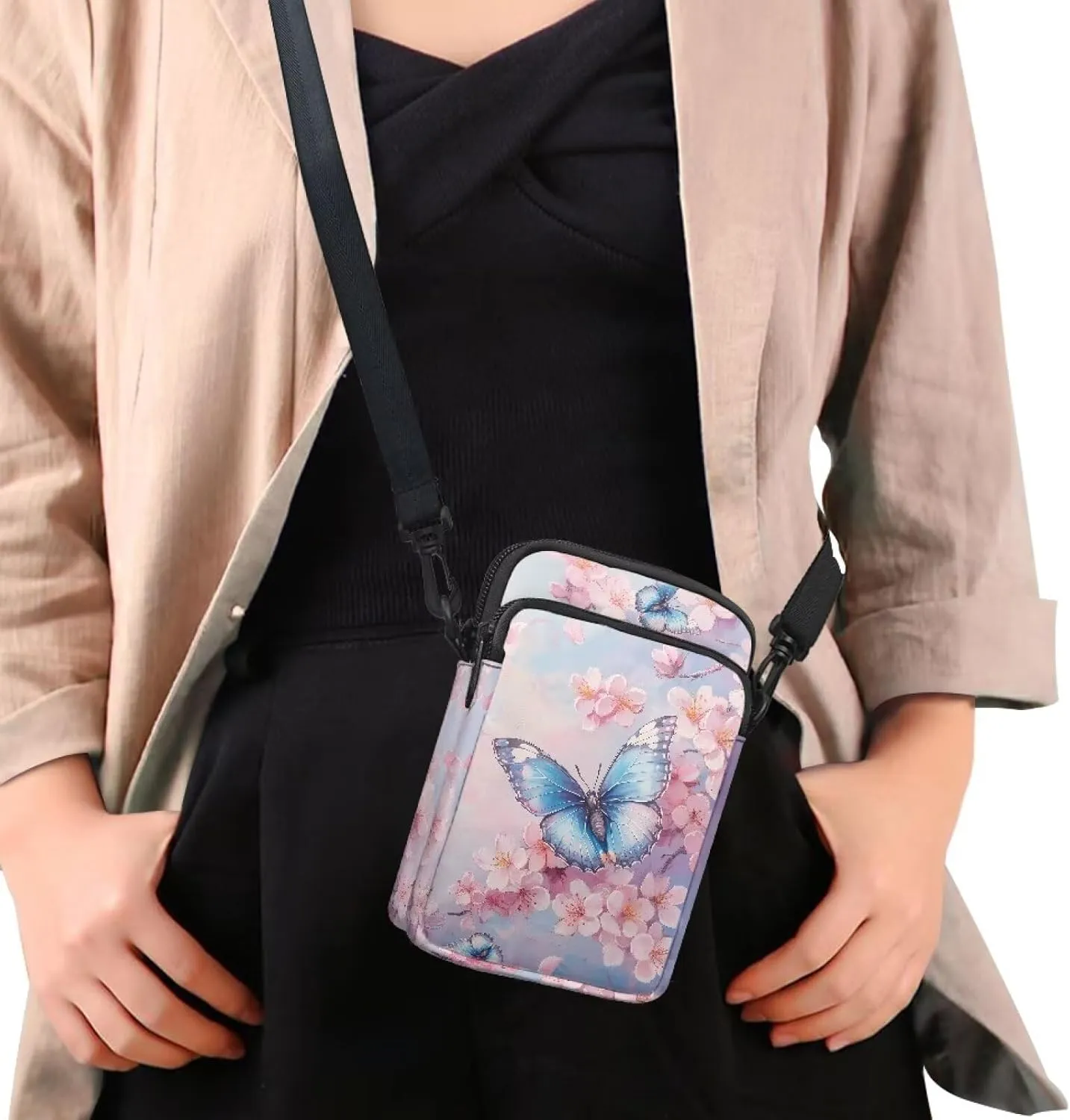 Phone Bag Purse Wallet Crossbody Bag Lightweight Roomy Pockets Smartphone Sports Armband Bag
