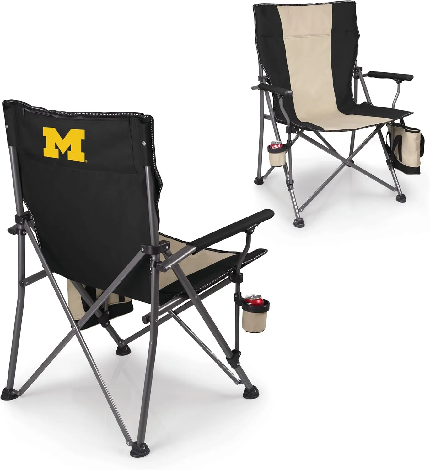 PICNIC TIME NCAA Big Bear XXL Camp Chair with Cooler, Heavy Duty Beach Chair, 500 lb Capacity Camping Chair with Carry Bag, (Black)