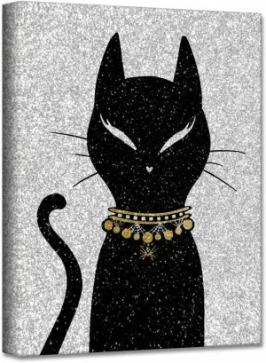 Pier 1 Imports 'Glamoween Kitty II' Large Gray Halloween Canvas Wall Sticker 5020248