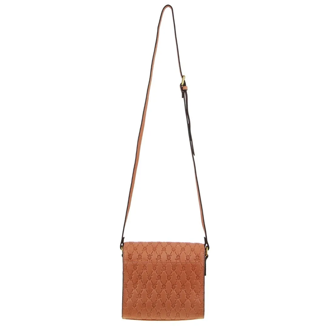 Pierre Cardin Leather Diamond Embossed Cross Body Bag in Apricot
