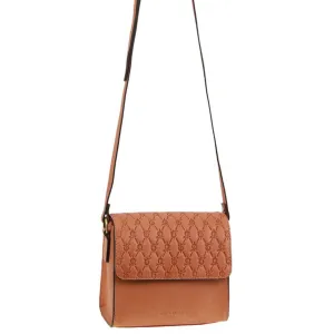 Pierre Cardin Leather Diamond Embossed Cross Body Bag in Apricot