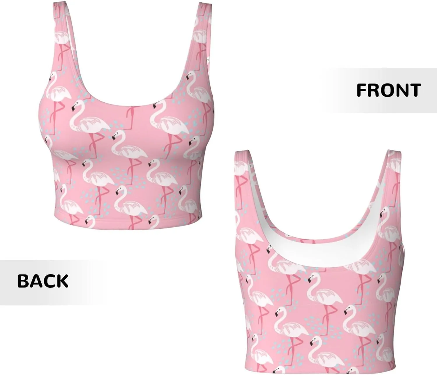 Pink Flamingo Sports Bras for Women Yoga Comfort Seamless Stretchy with Removable Pads