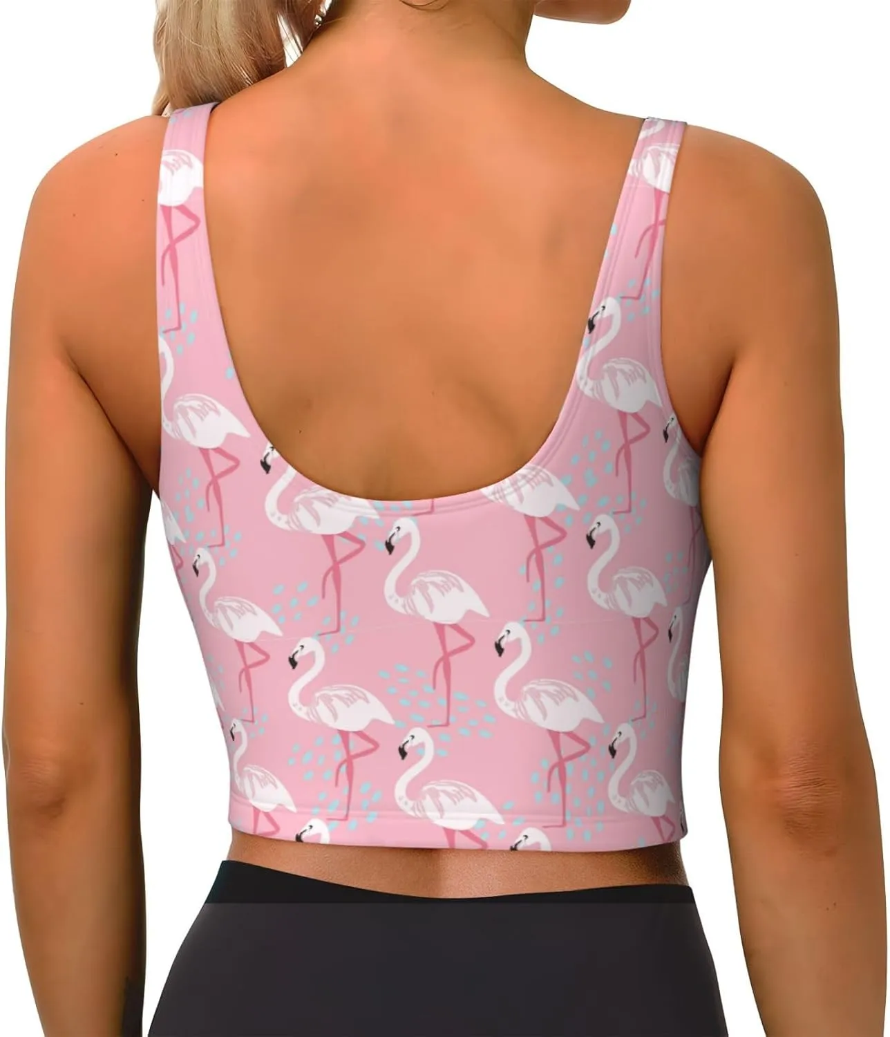 Pink Flamingo Sports Bras for Women Yoga Comfort Seamless Stretchy with Removable Pads