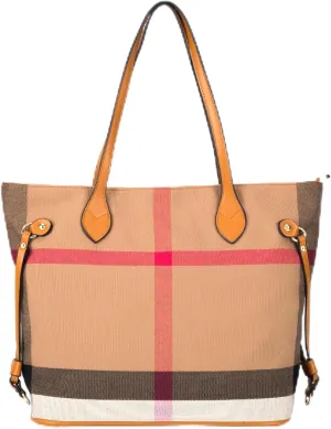 Plaid Canvas Women's Tote Aag Large Capacity Fashion Spacious Satchel Leisure Beach Bag