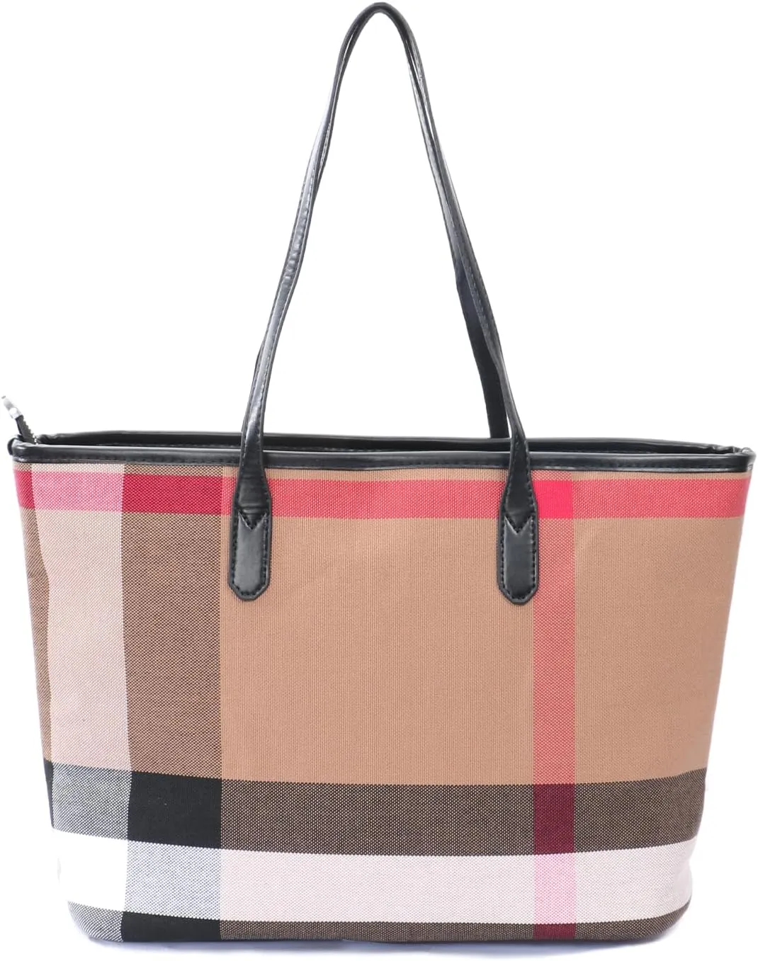 Plaid Large Capacity Women's Canvas Handbag Fashion Spacious Casual Commuter Beach Bag