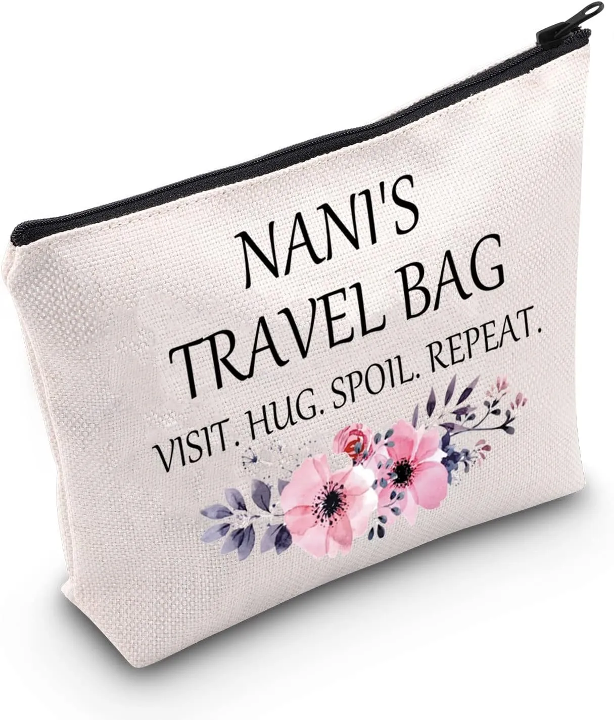 POFULL Best Nani Gift Grandma Gift Nani's Travel Bag Visit Hug Spoil Repeat Travel Cosmetic Pouch (Nani's Travel Bag)