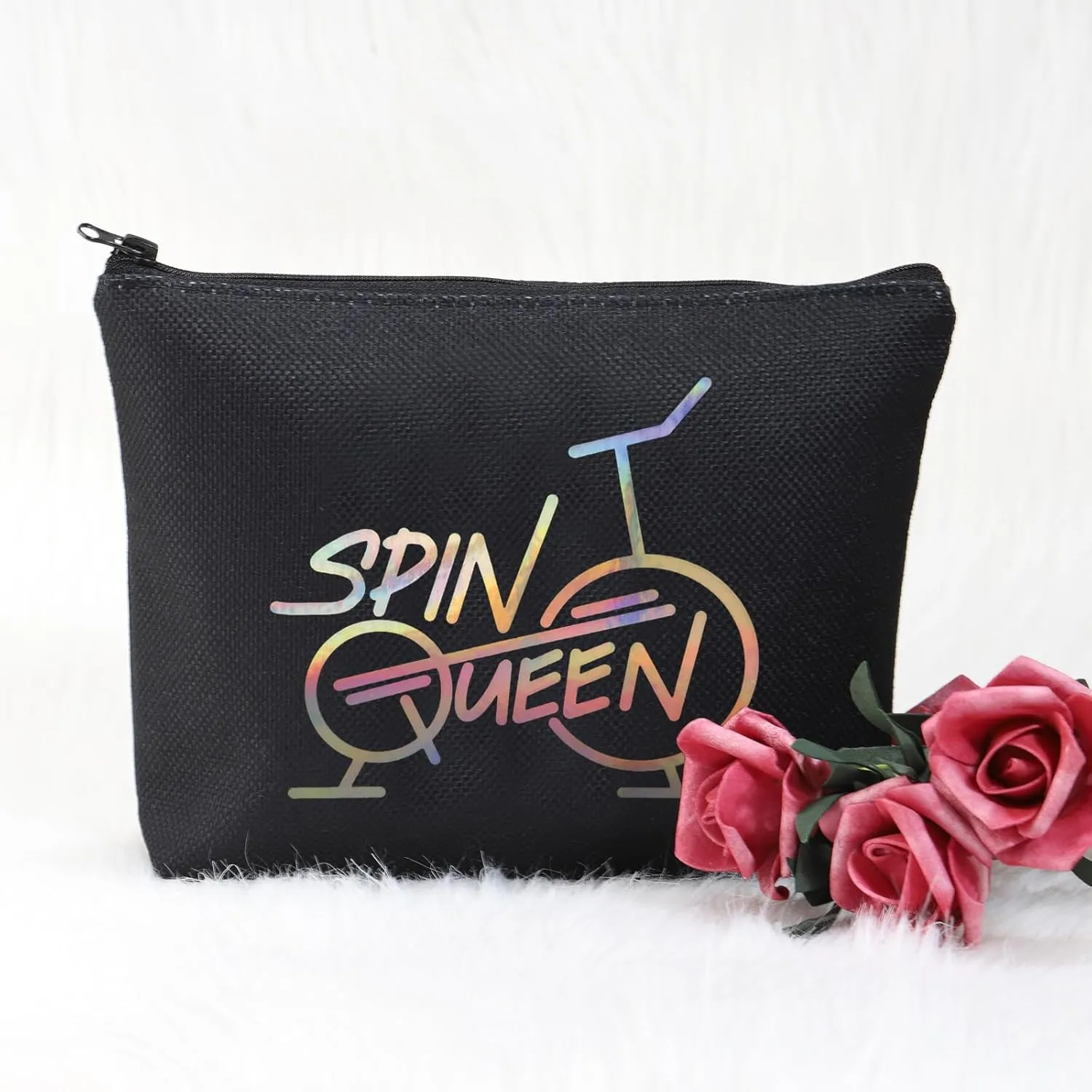 POFULL Cycling Bike Indoor Spin Class Workout Gift Spin Queen Cosmetic Bags Indoor Cycling Spinning Bike Gym Gift