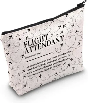 POFULL Flight Attendant Makeup Bag Flight Attendant Thank You Gift Pilot Gift Flight Gift Stewardess Aviation Cosmetic Bag (FLIGHT ATTENDANT)