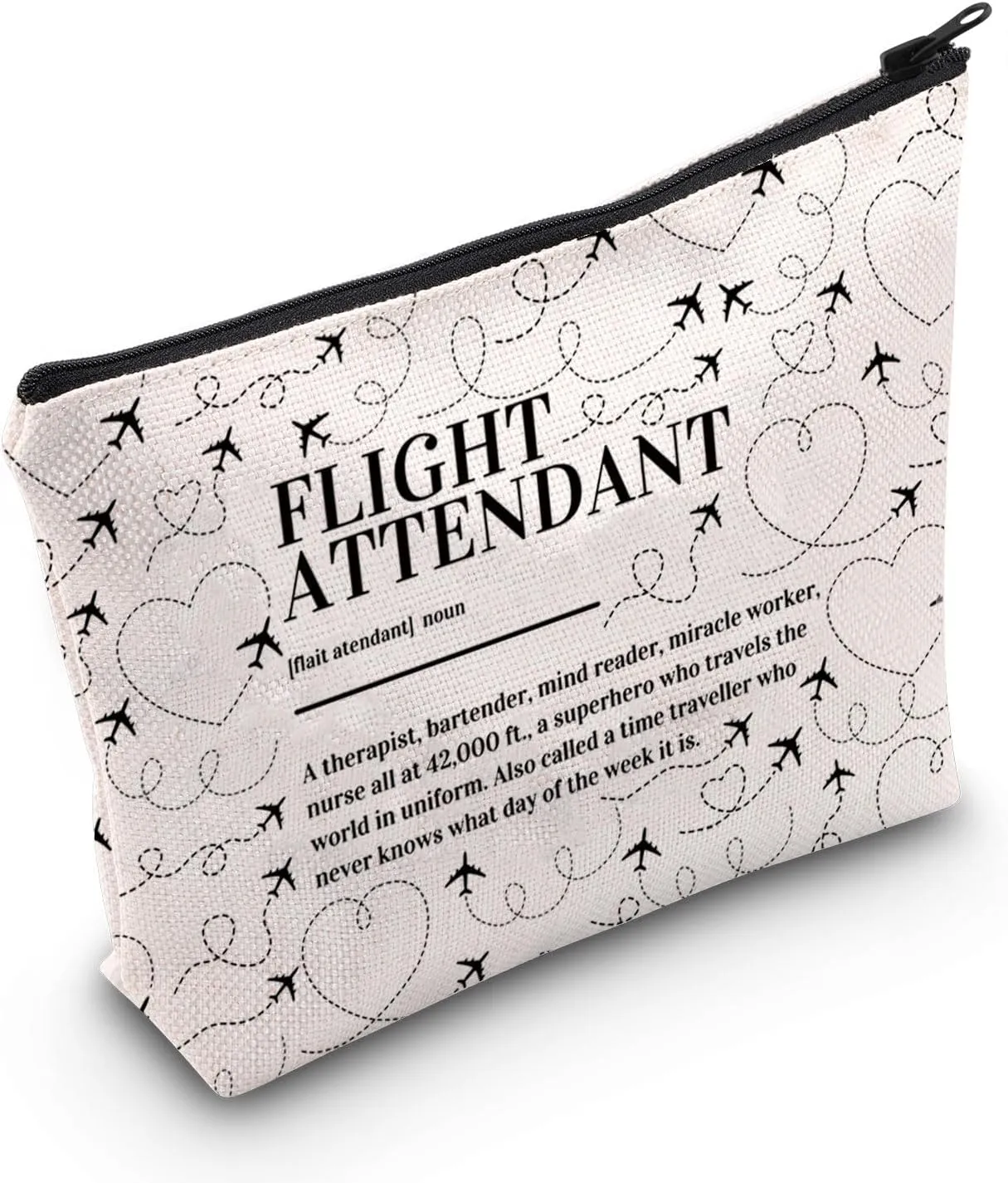 POFULL Flight Attendant Makeup Bag Flight Attendant Thank You Gift Pilot Gift Flight Gift Stewardess Aviation Cosmetic Bag (FLIGHT ATTENDANT)