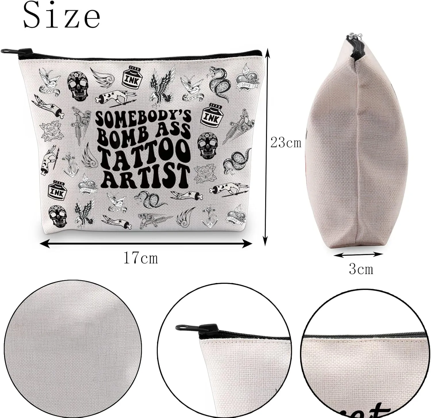 POFULL Somebody's Bomb Ass Tattoo Artist Cosmetic Bag Tattoo Lover Gift Tattooist Gift (Tattoo Artist Cosmetic Bag)