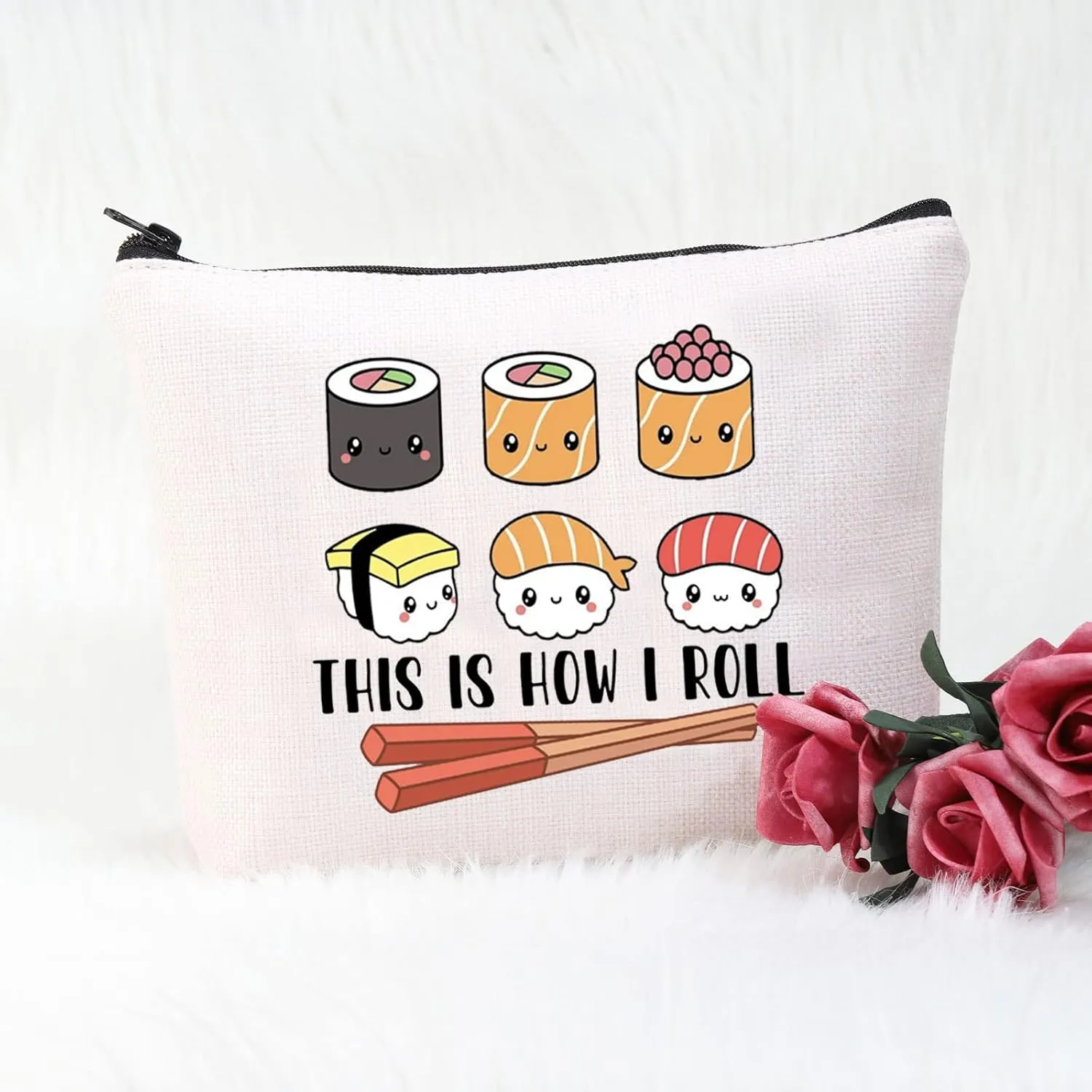 POFULL This Is How I Roll Sushi Lover Cosmetic Bag - Japanese Cuisine Party Gift
