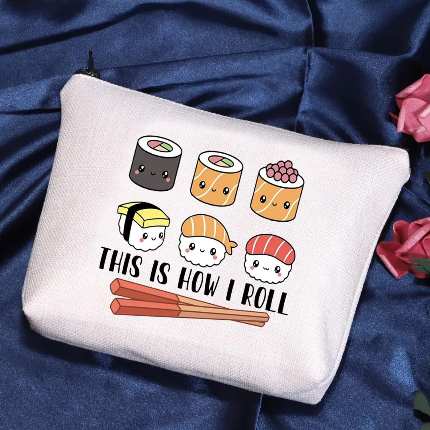 POFULL This Is How I Roll Sushi Lover Cosmetic Bag - Japanese Cuisine Party Gift